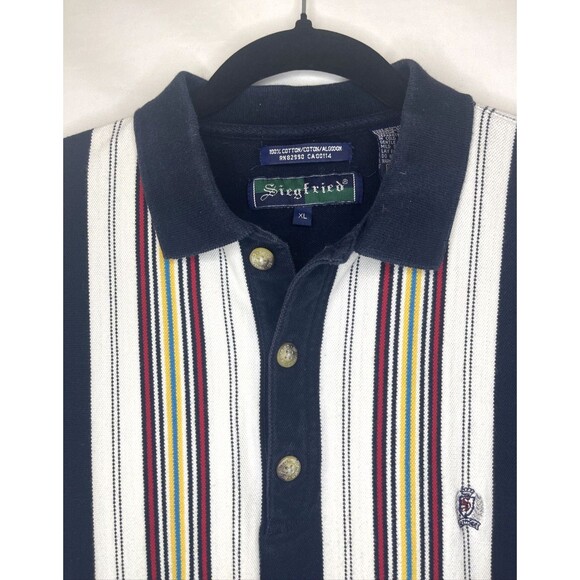 Vintage Siegfried Polo Shirt Men’s Size XL Multicolor Striped Short Sleeve Retro - Picture 3 of 9